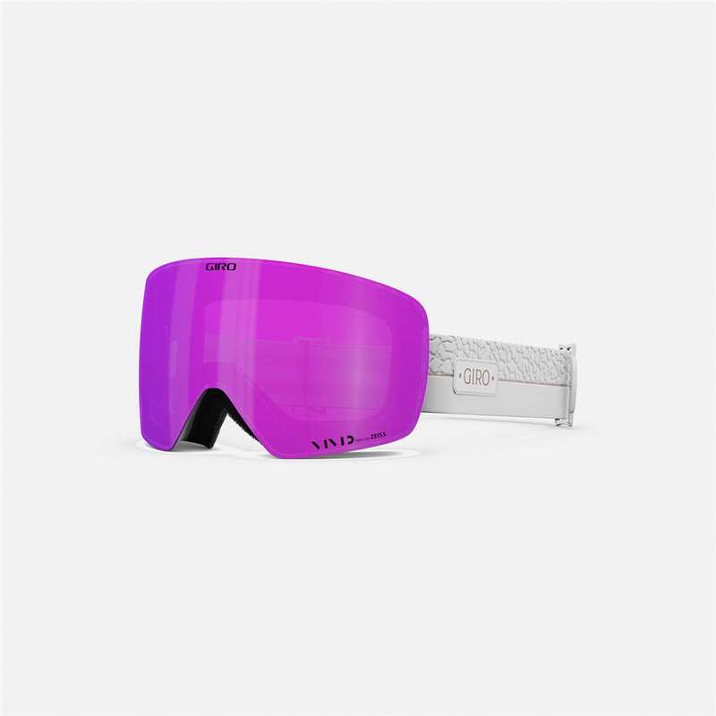 Giro Contour RS W Vivid Goggle in White Craze mit violetter Linse, Frontansicht.