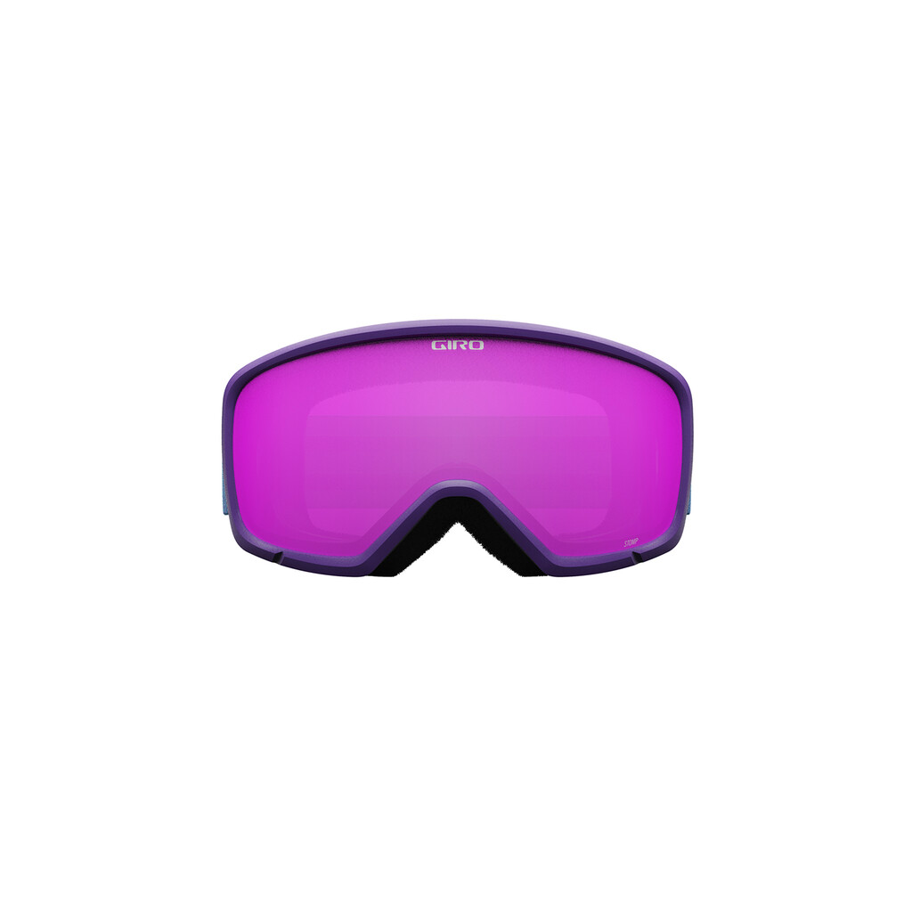 Lila Giro Stomp Flash Skibrille mit rosa linse, frontal aufgenommen.