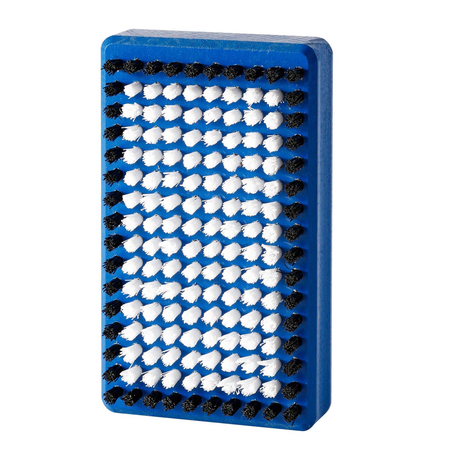 Blaue Holmenkol BaseBrush Nylon mit weißen und schwarzen Borsten, von der Seite aufgenommen.