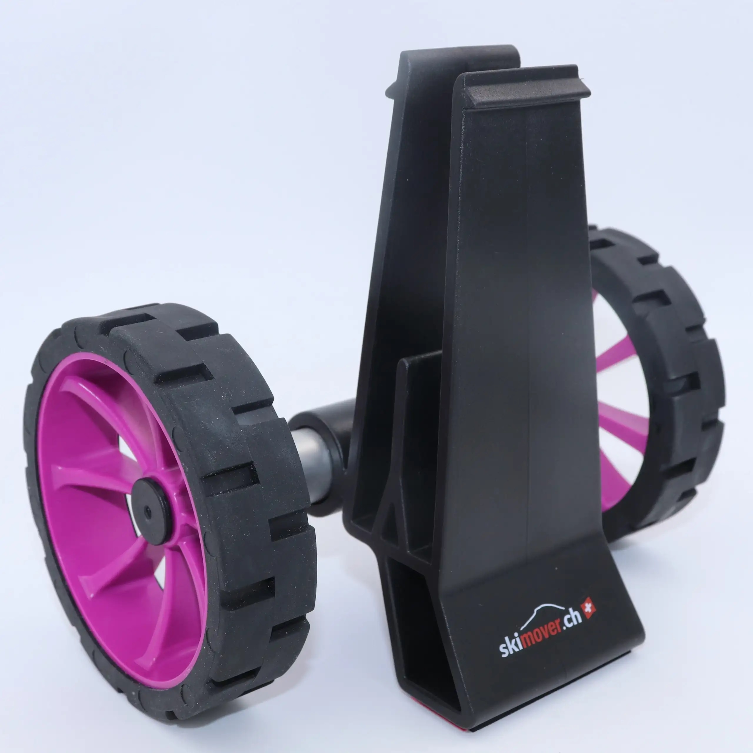 SUPmover Transportgestell SUPmover Räder Schwarz SUPdual: Transportgestell mit zwei Rädern und schwarzem Rahmen. Die Felgen sind pink.