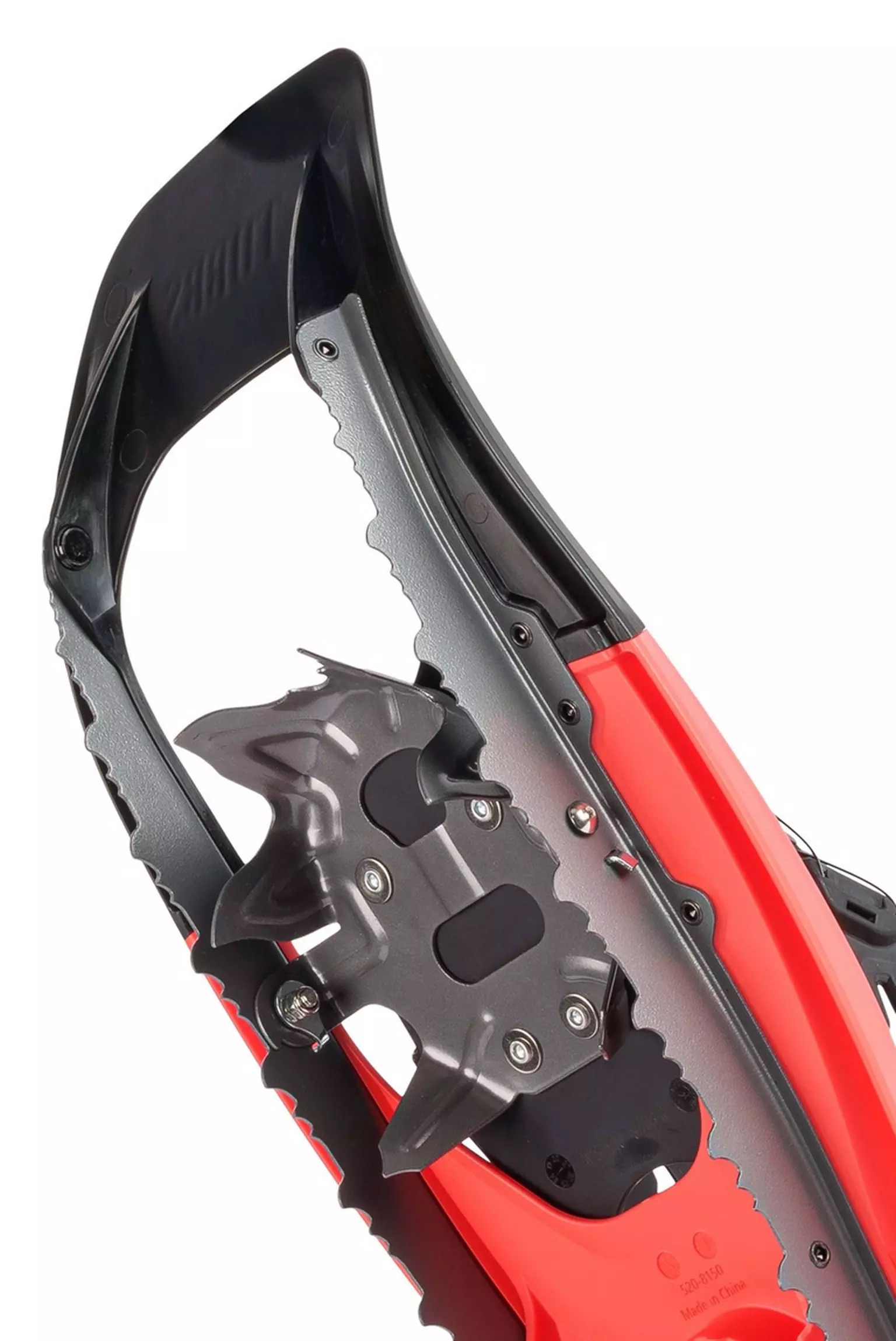 Tubbs VRT 21 Damen Schneeschuh Nahaufnahme eines Tubbs VRT 21 Damen Coral Schneeschuhs mit Zacken für den Halt im Schnee.