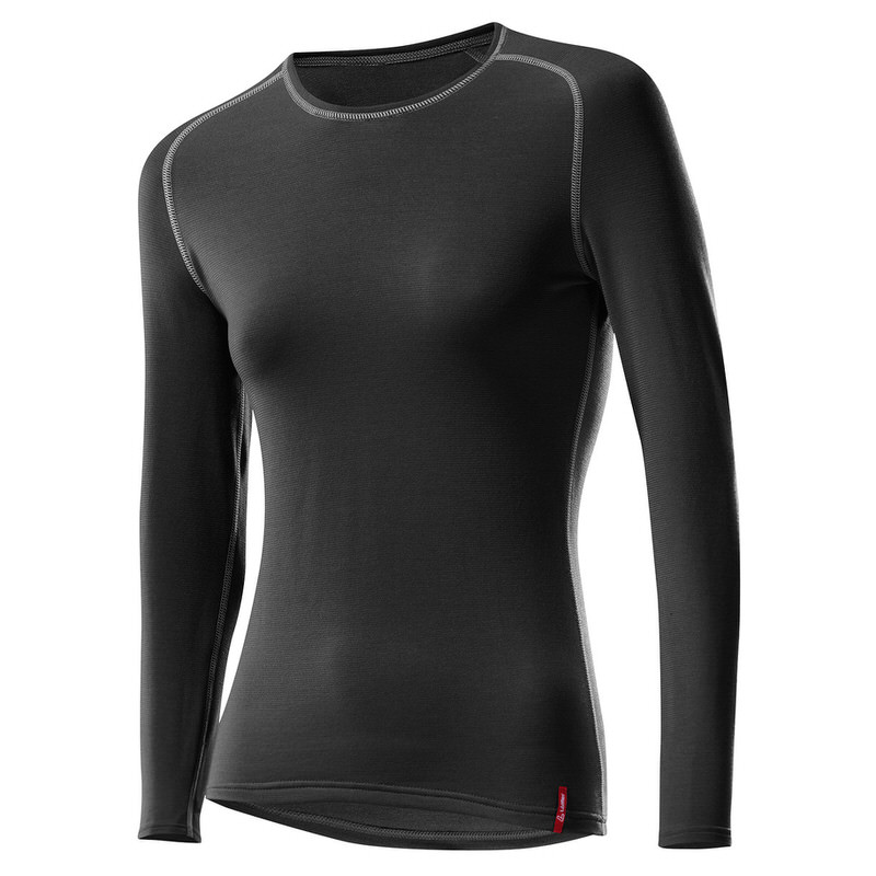 Damen Unterwäsche Shirt Langarm Transtex Warm in Schwarz mit Rundhals-Ausschnitt und Flachnähten. Körpernaher Schnitt.
