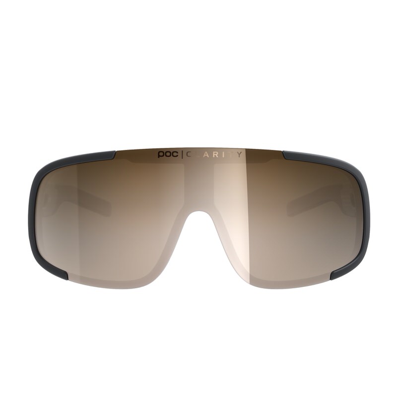 POC Aspire Sonnenbrille in Uranium Black mit VioletGold Mirror Glas, Frontansicht.
