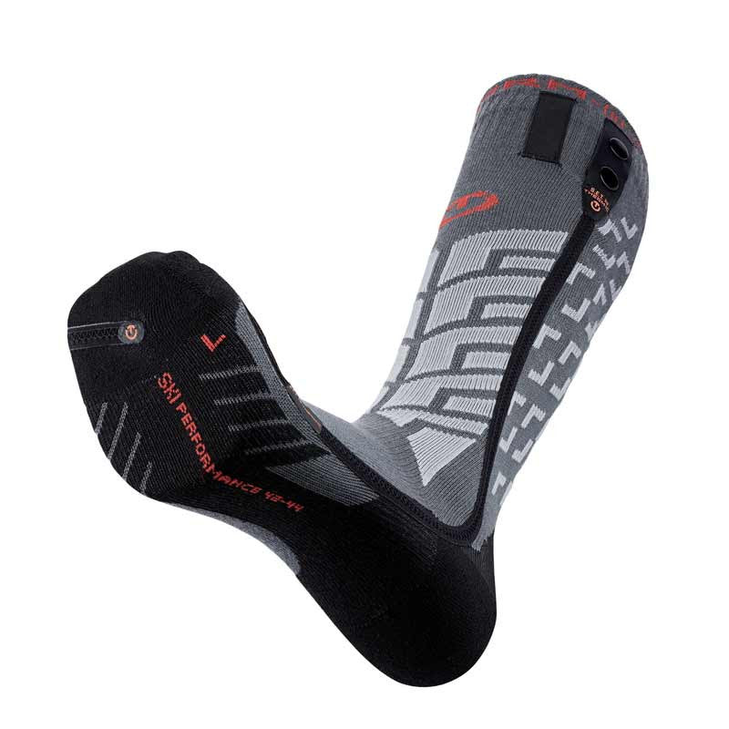 Wärmesocken Grau Schwarz Graue Thermic Ultra Warm Performance Socken mit schwarzer Ferse und grauen geometrischen Mustern.