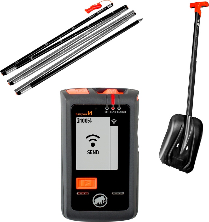 Lawinenausrüstung Set: Barryvox S LVS Gerät, Sonde Probe 240, Schaufel Alugator Ride, für Sicherheit beim Skitouren.