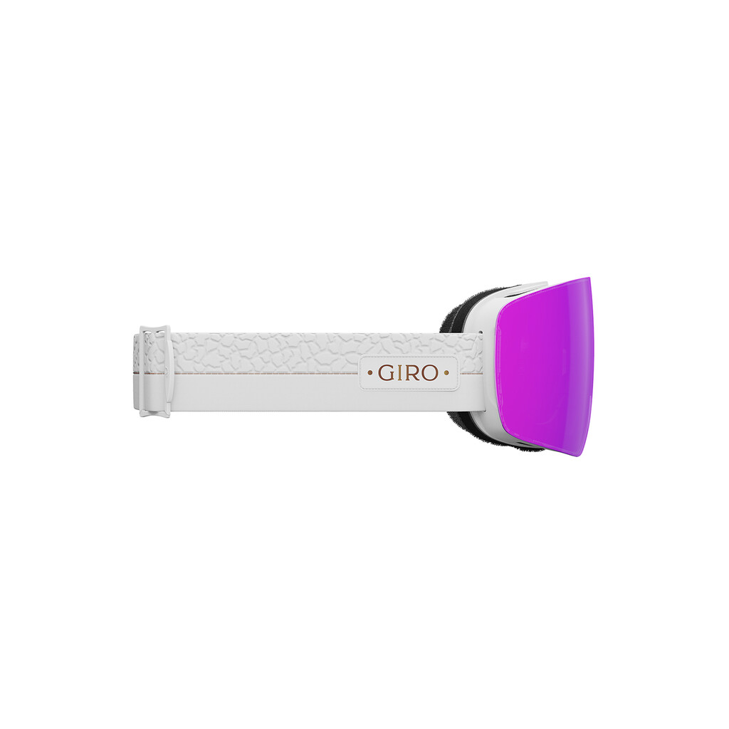 Detailansicht: Giro Contour RS W Vivid Goggle mit pinkfarbener Scheibe und weißem Band mit Muster.