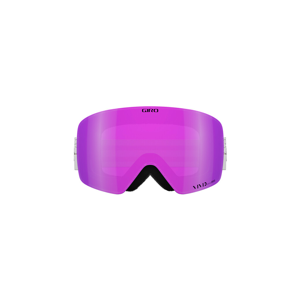 Nahaufnahme der Giro Contour RS W Vivid Goggle in White Craze mit pinker VIVID-Scheibe.