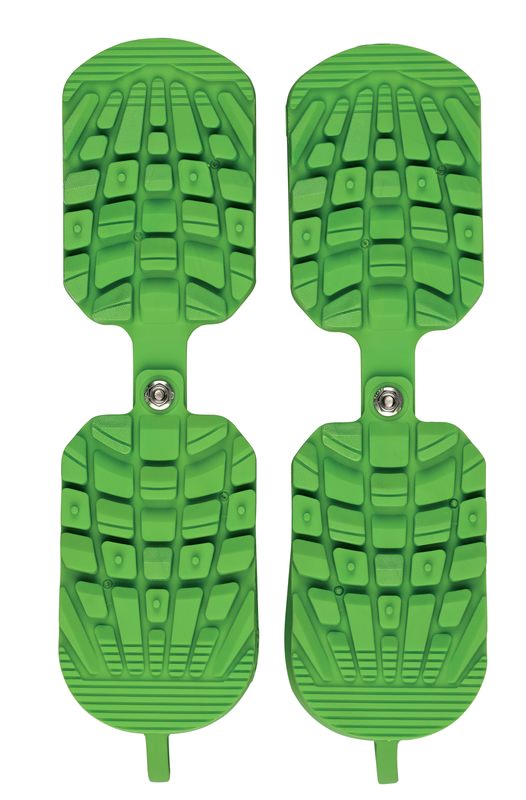 Vert Sidas Ski Boot Traction : deux semelles avec profil et vis pour ajuster la taille. Aide à marcher avec des chaussures de ski.