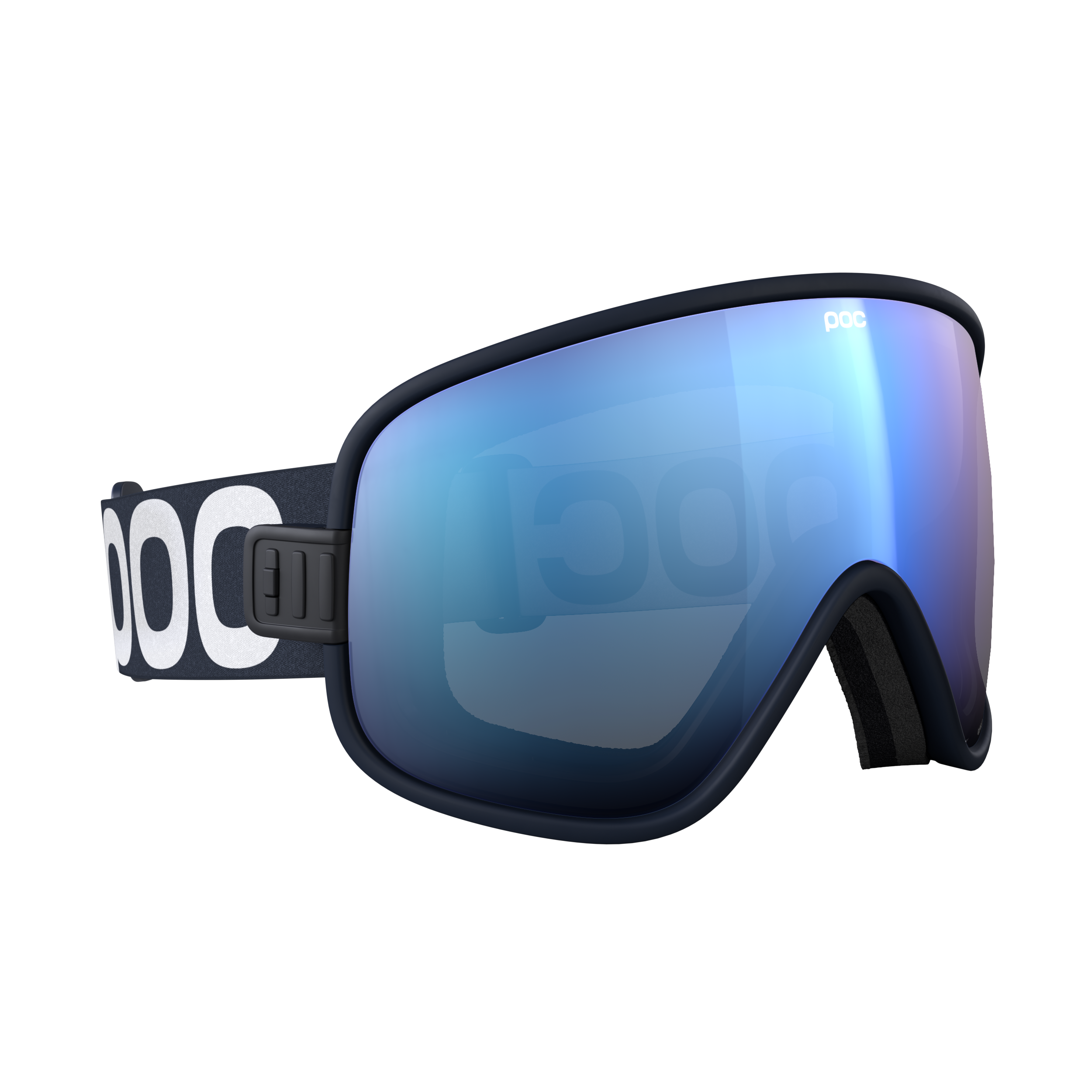 POC Vitrea Apatite Skibrille Skibrille Vitrea Apatite Navy mit Partly Sunny Blue Linse von POC, seitliche Ansicht.