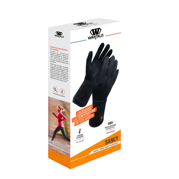 Verpackung der Wantalis beheizten Unterziehhandschuhe Sancy mit zwei Handschuhen auf der Vorderseite.