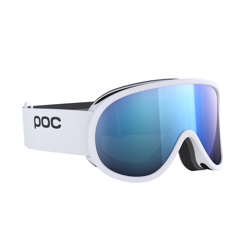 POC Retina Mid Skibrille Weiße POC Retina Mid Skibrille mit blau verspiegelter zylindrischer Linse.