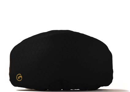 Schwarzer Goggleshell: Schutzhülle für Skibrillen, mit kleinem goldenem Logo.