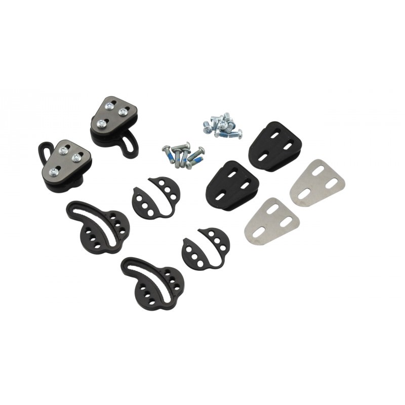 Ersatzteile Eterlou Splitboard Einzelteile für die Plum Eterlou Splitboardbindung. Schrauben, Halterungen und Platten in Schwarz und Silber.