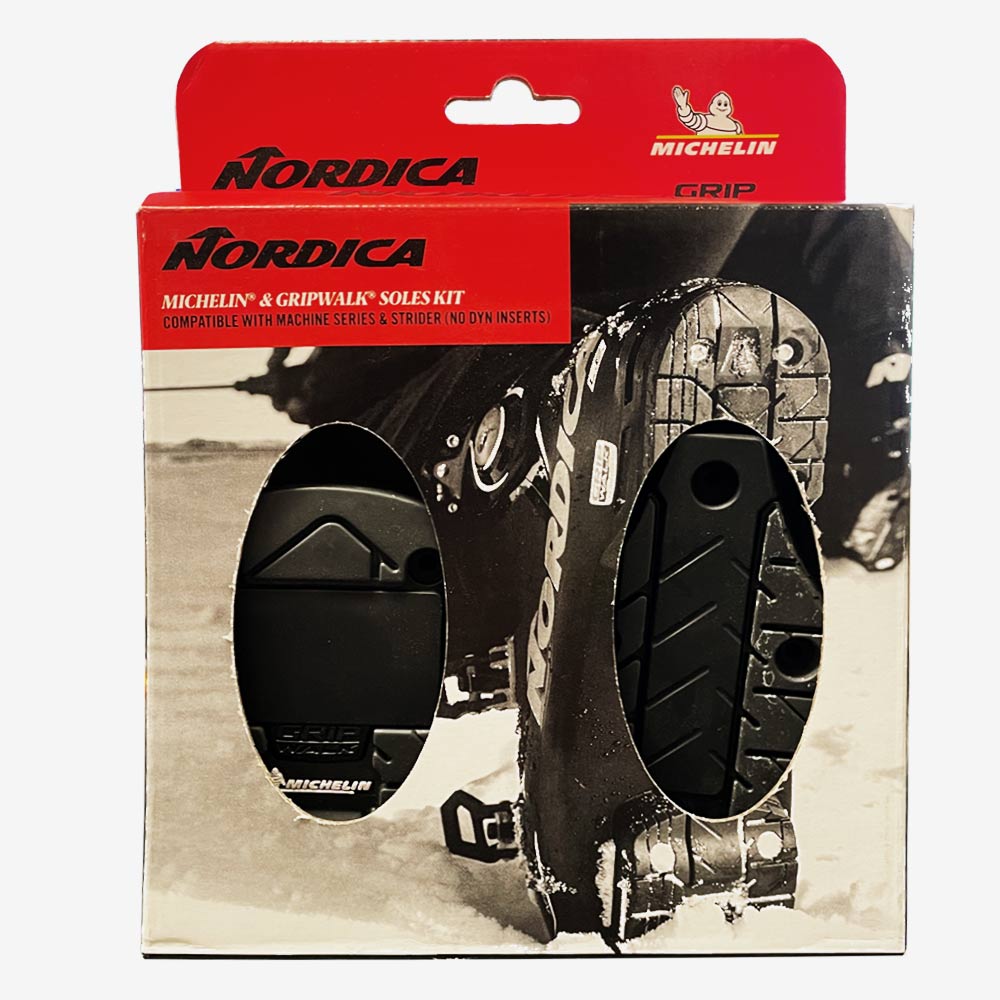 Verpackung des Nordica Michelin Gripwalk Sohlen Kit mit zwei schwarzen Gripwalk Sohlen.