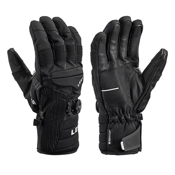 Schwarze Leki Progressive Tune S Boa Handschuhe von vorn und hinten gezeigt.