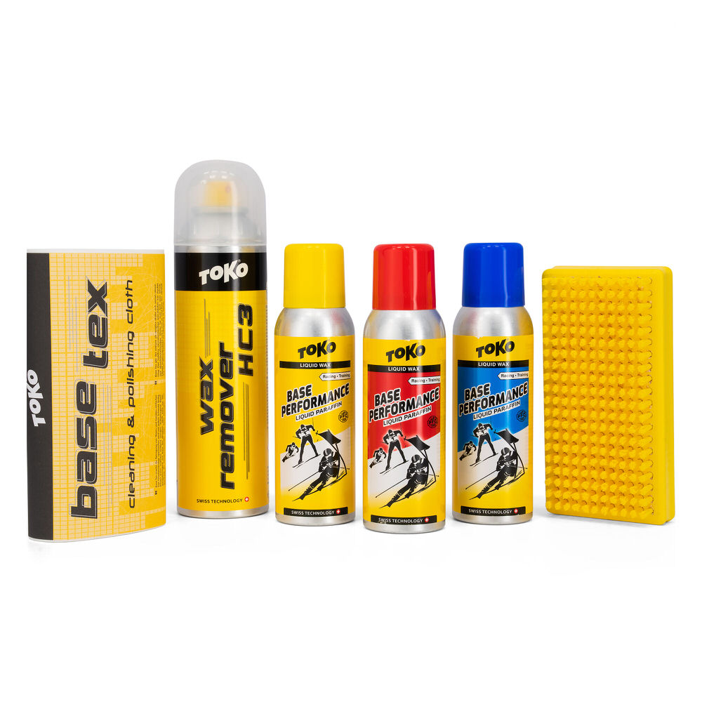 Die Zukunft des Ski-Waxens? Toko Base Performance Gliding Kit: Wachse (gelb, rot, blau), Wachsentferner, Polierbürste und Base Tex.