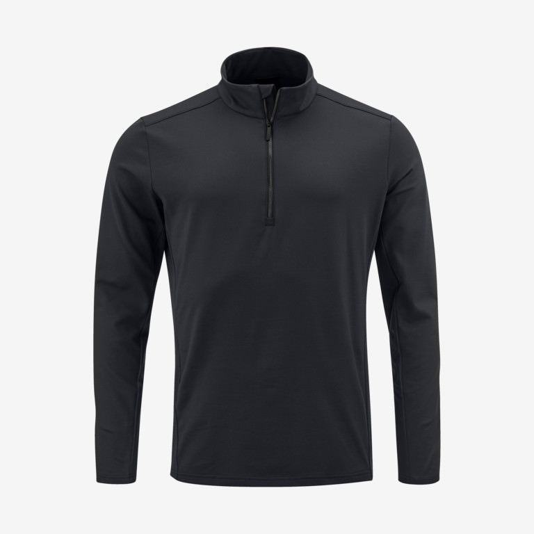 Schwarzes Head Rebels RT Midlayer für Herren mit Stehkragen und halbem Reißverschluss, Frontansicht.