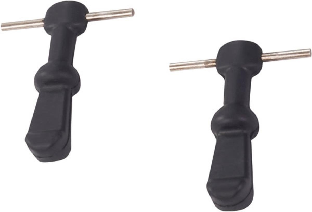 Zwei schwarze Speedskin Fix long Gummispanner mit silbernen Pins, zur Fellfixierung beim Skitourengehen.
