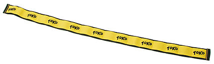 Gelber Toko Skiholder Belt, ein langes Band mit Markenlogo zur Fixierung von Langlaufskiern.