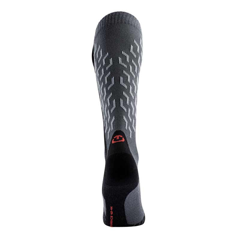 Graue Thermosocke Graue Thermic Ultra Warm Performance Socke von hinten mit Muster und Logo.