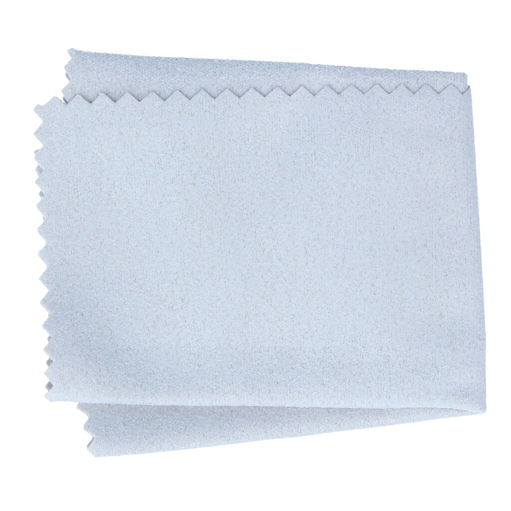 Hellblaues, gefaltetes Microfaser Antibeschlag-Tuch mit Zackenrand.