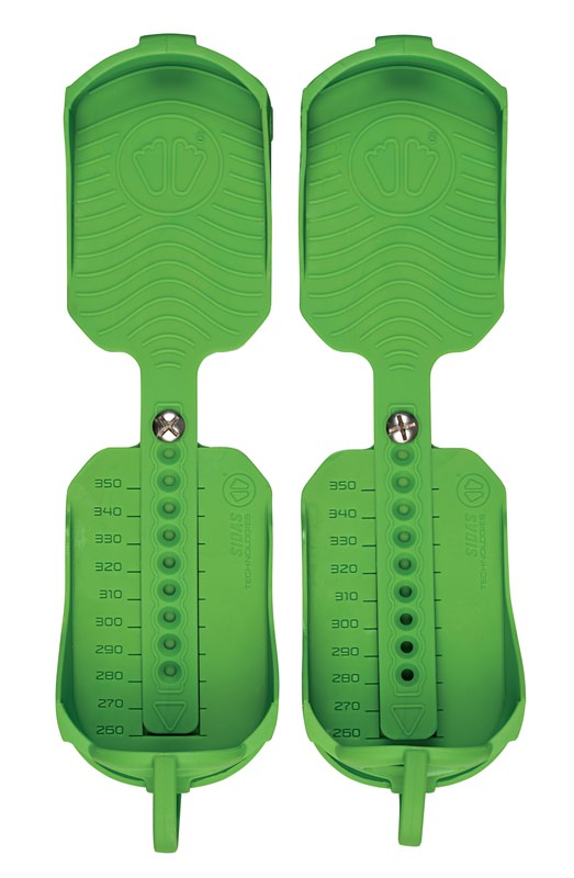 Griffes de chaussures vertes Sidas Skiboot Traction avec indication de la taille. Semelle antidérapante pour chaussures de ski.