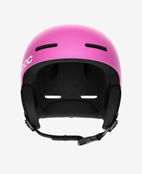 Frontale Ansicht des Auric Cut Helms in Actinium Pink mit schwarzem Innenfutter und Belüftungsschlitzen.