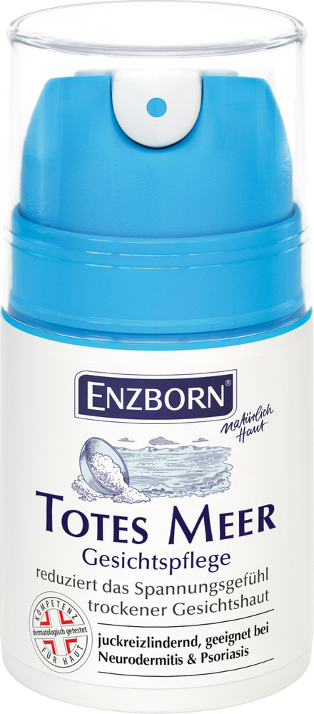 Spender mit Totes Meer Gesichtspflege von Enzborn, feuchtigkeitsspendend und beruhigend für empfindliche Haut.