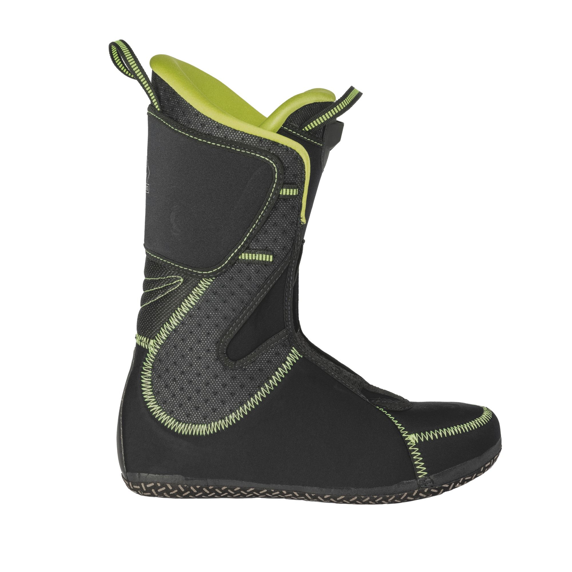 Scott Cosmos Innenschuh Innenschuh für Scott Cosmos Tour Skitourenschuh, schwarz mit neongrünen Akzenten, seitliche Ansicht.