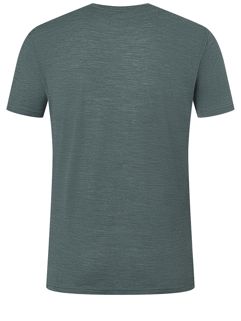 Rückansicht eines melierten, grauen T-Shirts, "City Tee Urban Chic Melange".