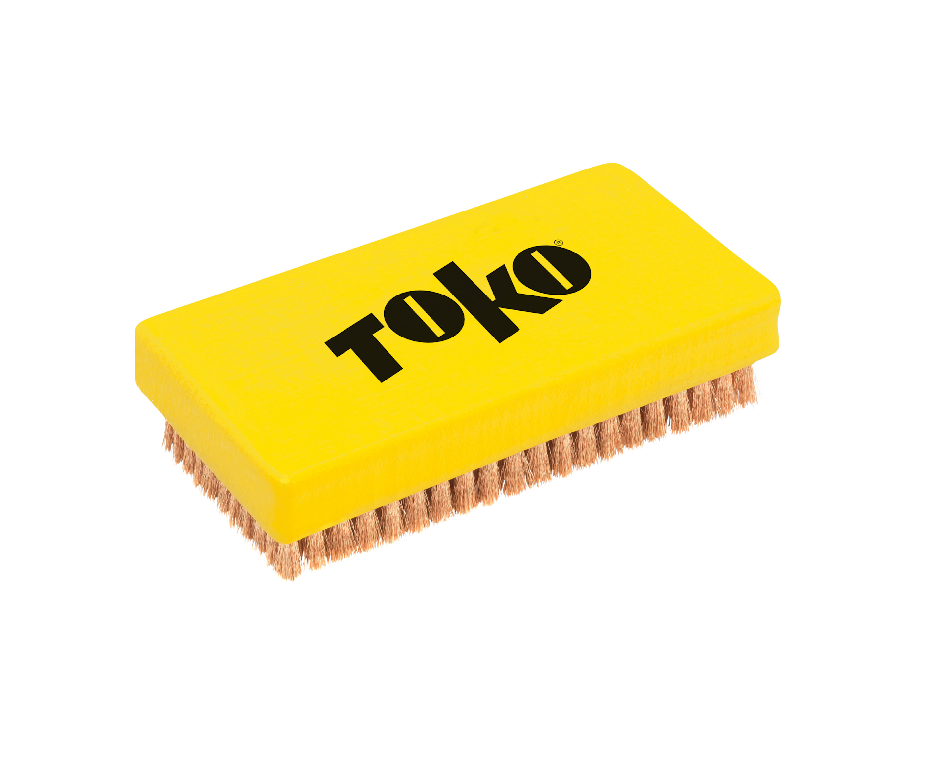 Gelbe Bürste mit Kupferborsten Gelbe Bürste mit Kupferborsten und schwarzem "Toko"-Logo auf dem Griff.