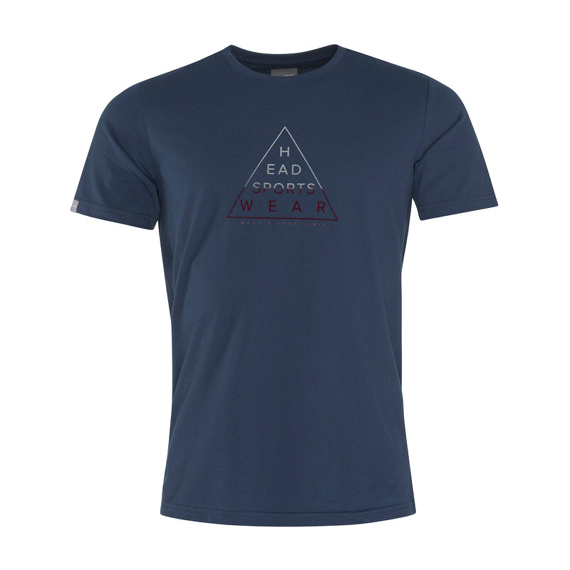 Dunkelblaues Head Oscar T-Shirt für Herren mit Dreieck-Print mit dem Schriftzug Head Sports Wear.