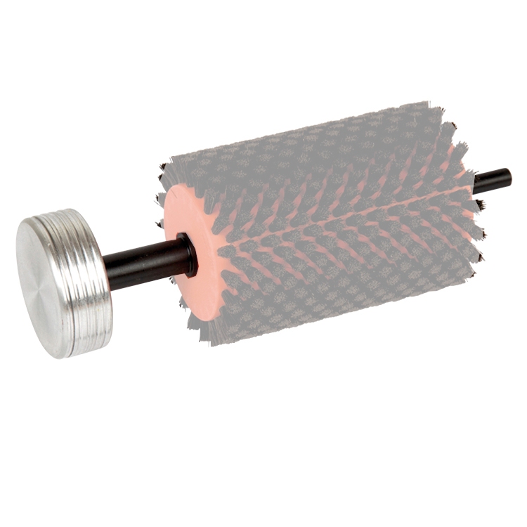 Nahaufnahme von Snoli Dorn für Rotorbürste aus Aluminium. Alu-Dorn mit Rotorbürste.